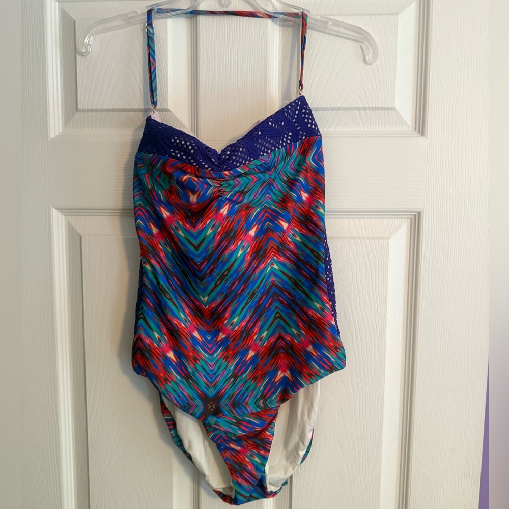 Vibrant Designer One Piece Swimsuit with Tie Dye Design